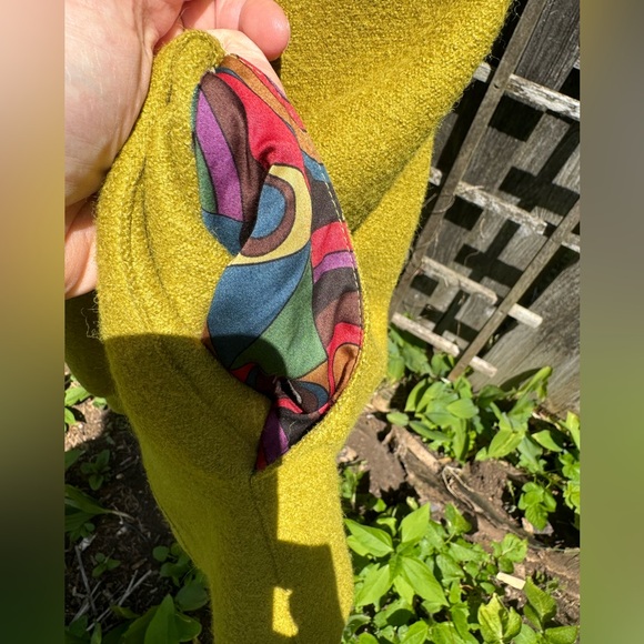 Beyond Threads chartreuse felted alpaca wool wrap coat extra small - Picture 8 of 11